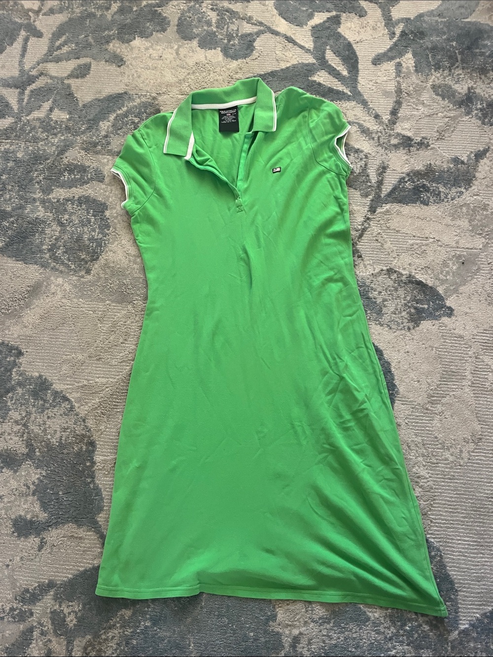 Vintage Polo by Ralph Lauren Bright Green Polo Mini Dress with White Trim